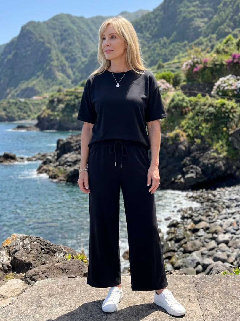 Women's Drawstring Pants Set with Sleeves for Everyday