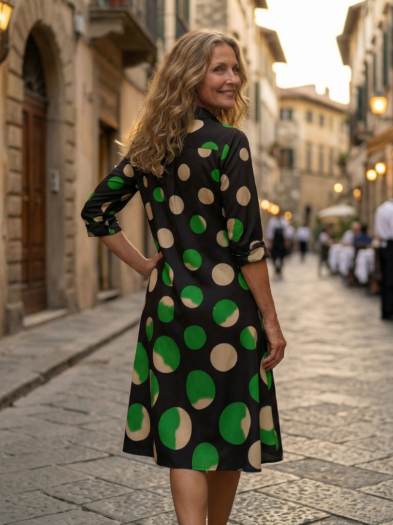 Women's Dress with Polka Dots for Dinner Occasions