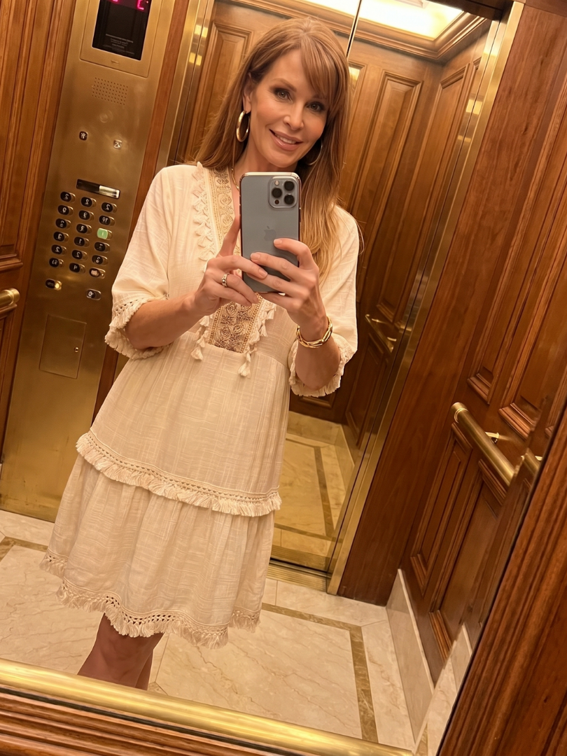 Women's Embroidered Mini Dress with V-Neck for Summer Days