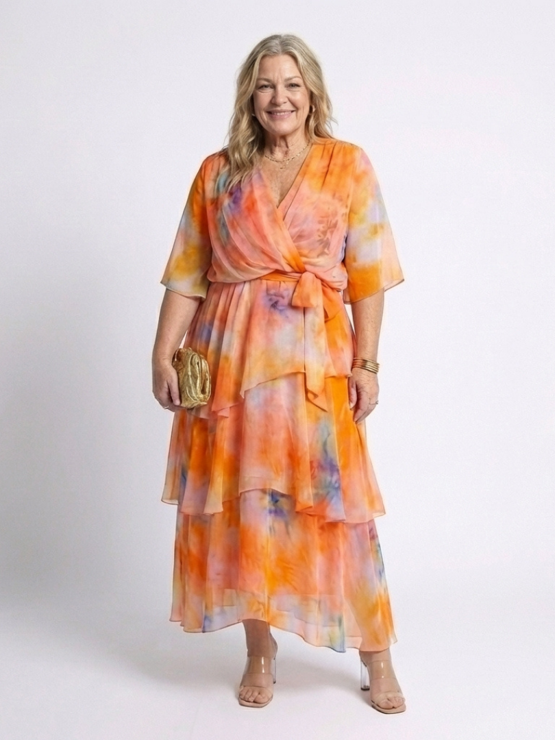 Women's Flowing Maxi Dress with Tie Waist for Daytime