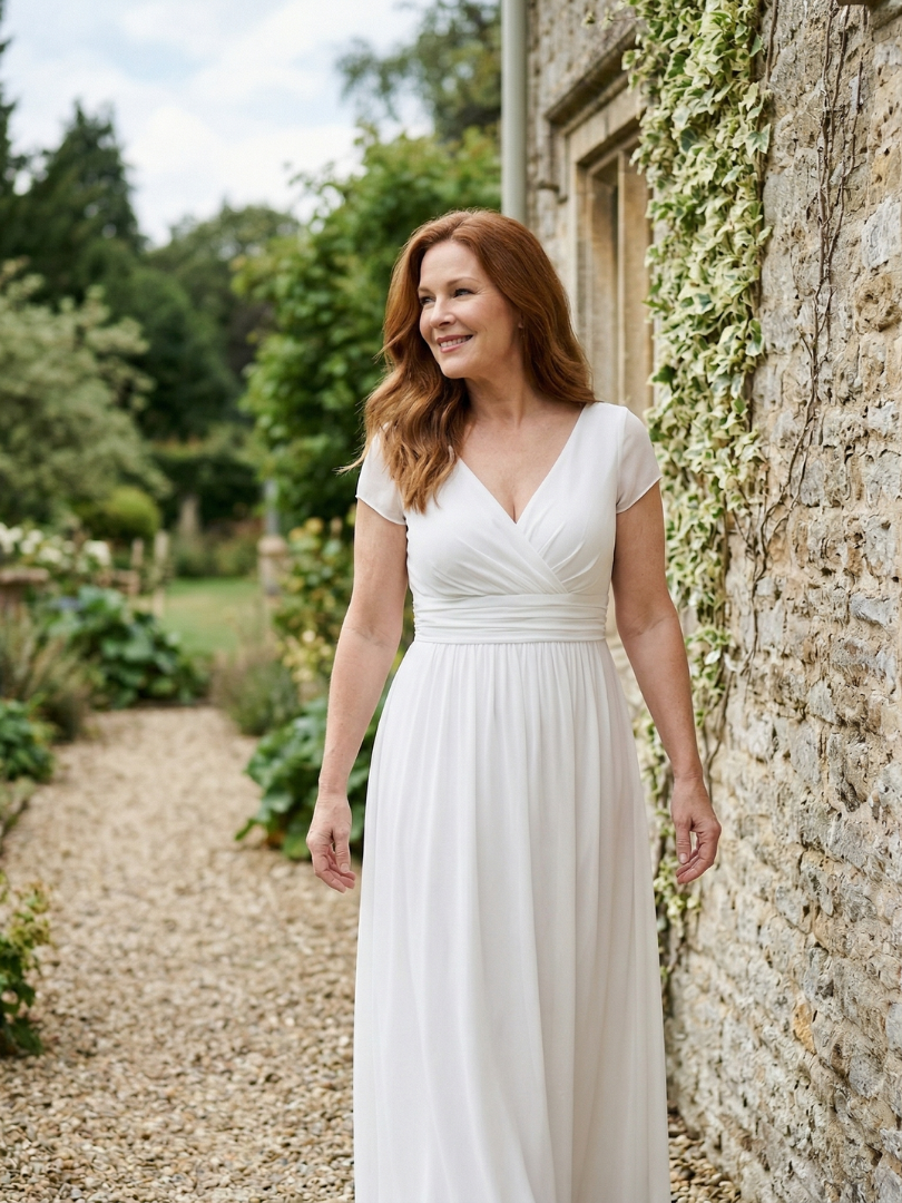 Women's Maxi Dress with Wrap Bodice for Formal Occasions