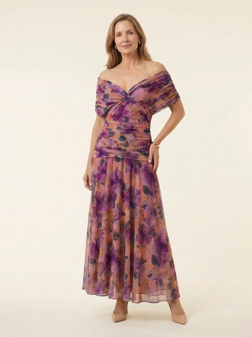Women's Off Shoulder Twist Front Midi Dress for Events