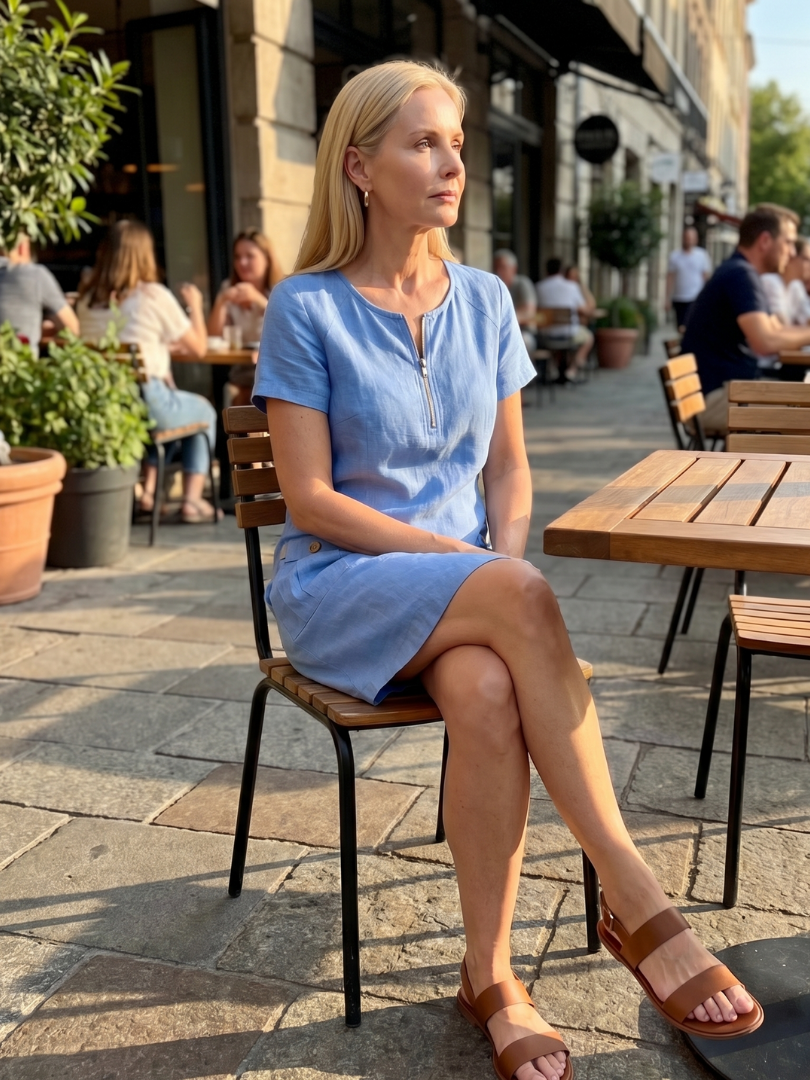 Women's Zip Neck Dress with Pocket Detail for Everyday Wear