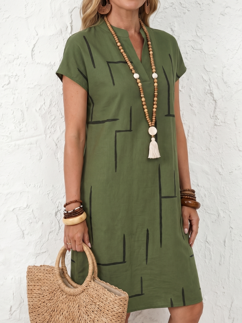 Women's Abstract Print Knee Length Dress for Daytime Outing
