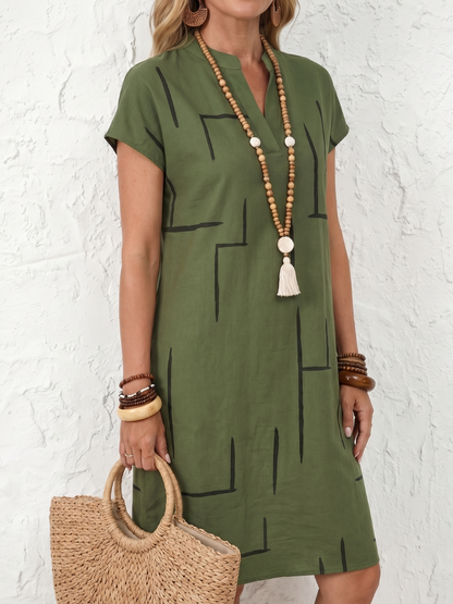 Women's Abstract Print Knee Length Dress for Daytime Outing