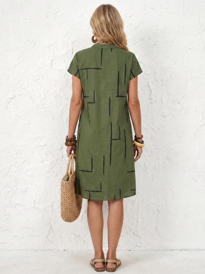 Women's Abstract Print Knee Length Dress for Daytime Outing