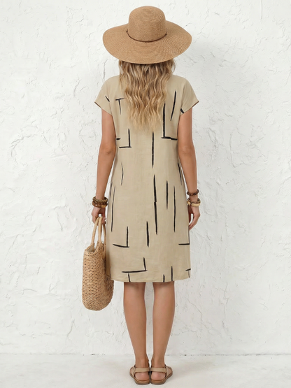 Women's Abstract Print Knee Length Dress for Daytime Outing