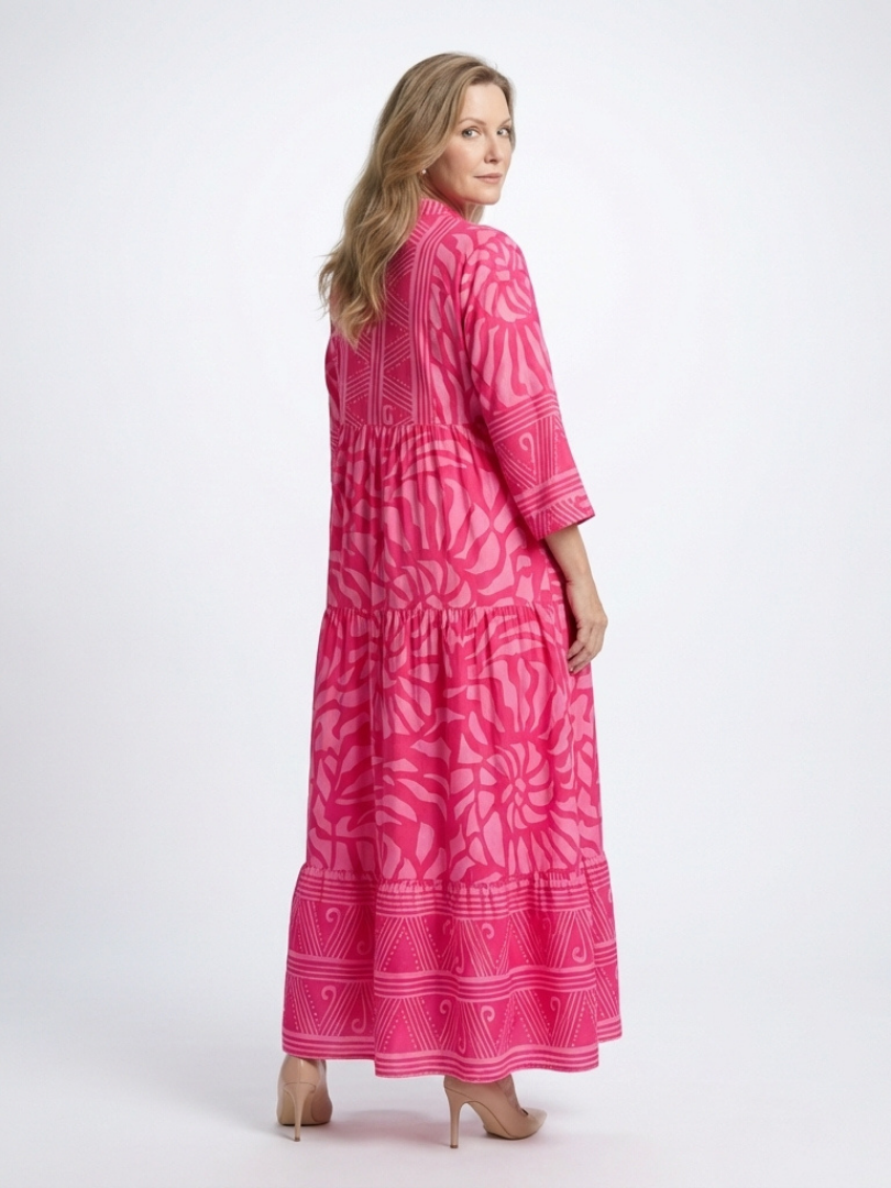 Women's Button Front Midi Dress with Relaxed Fit for Summer