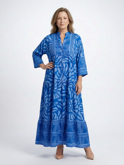 Women's Button Front Midi Dress with Relaxed Fit for Summer