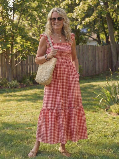 Women's Casual Maxi Dress with Smocked Bodice for Casual