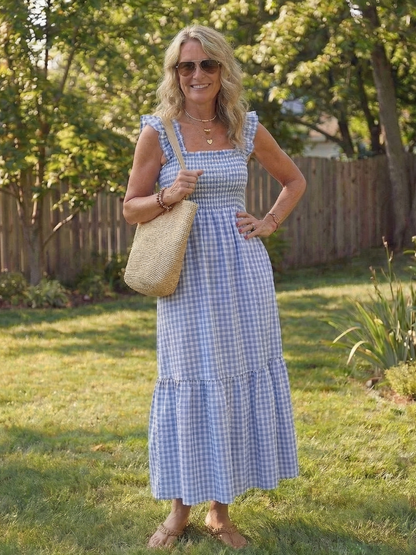 Women's Casual Maxi Dress with Smocked Bodice for Casual