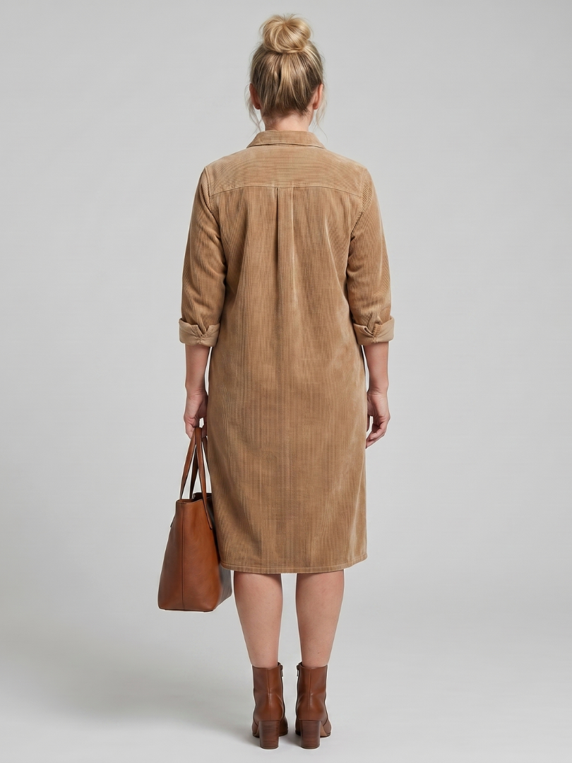 Women's Casual Midi Dress with Patch Pockets for Daywear