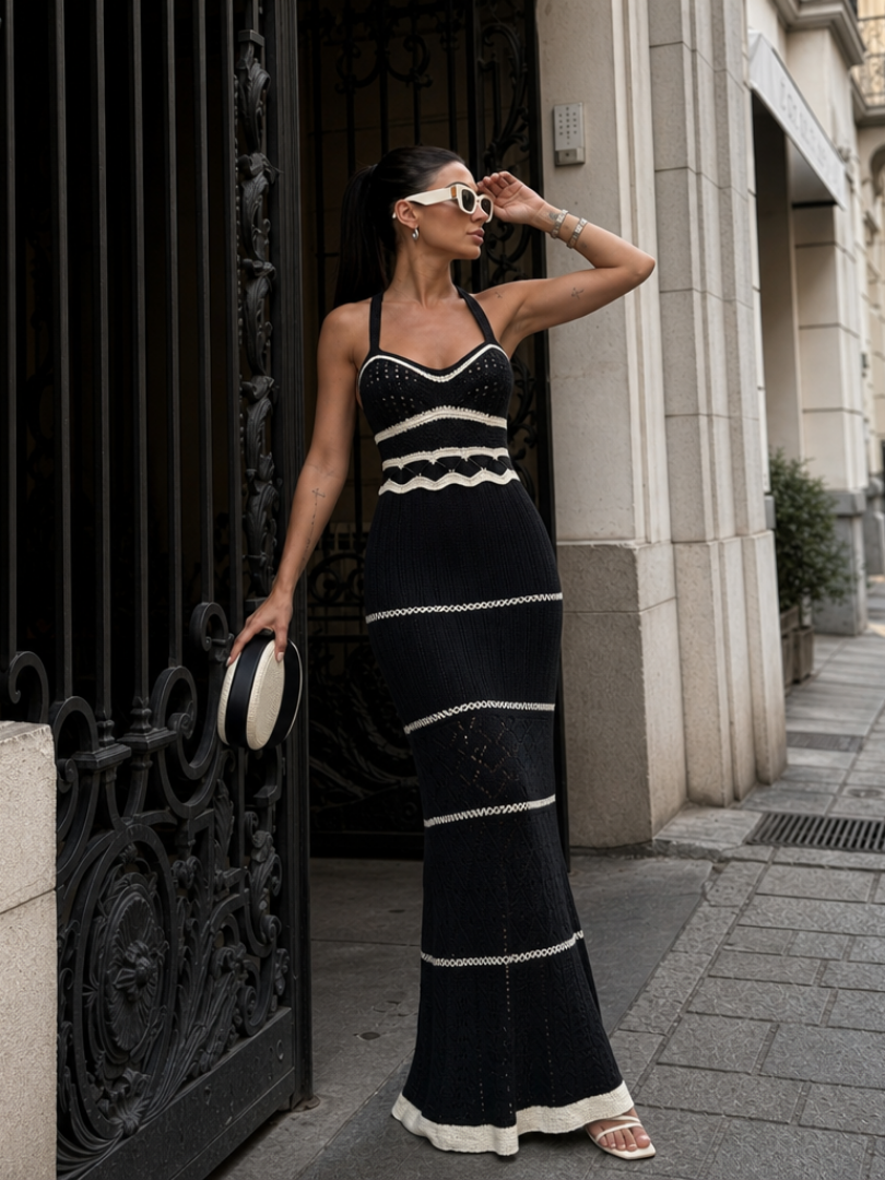 Women's Crochet Maxi Dress with Straps for Resort Days