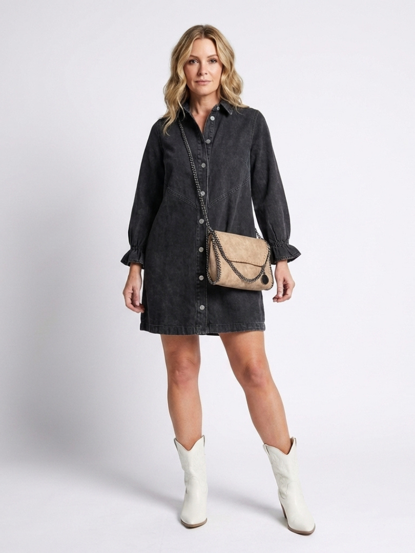 Women's Denim Shirt Dress with Button Front for Everyday