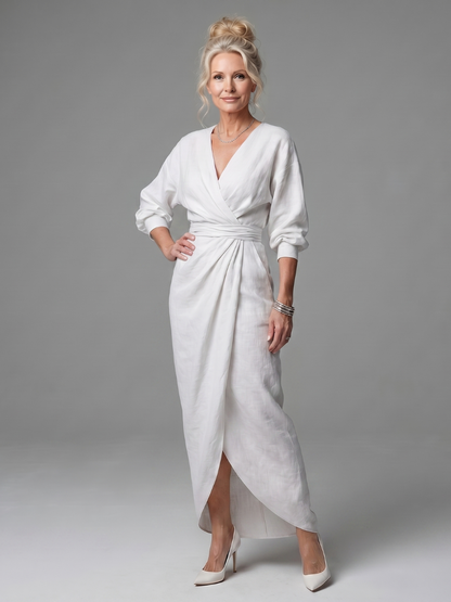 Women's Diagonal Drape Maxi Dress for Daywear Events