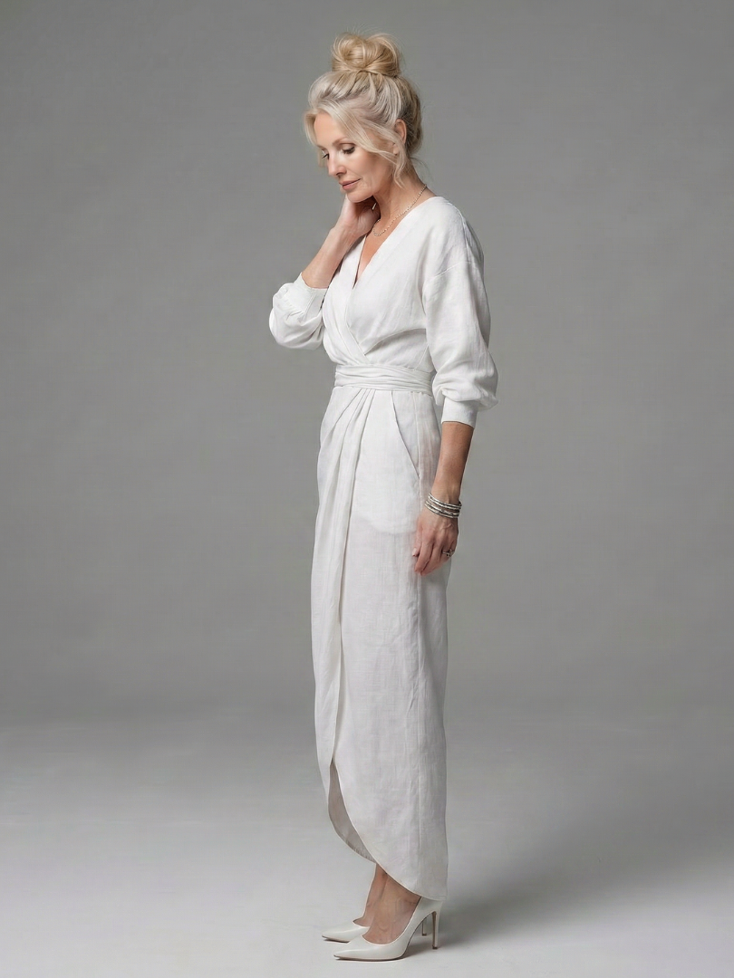 Women's Diagonal Drape Maxi Dress for Daywear Events