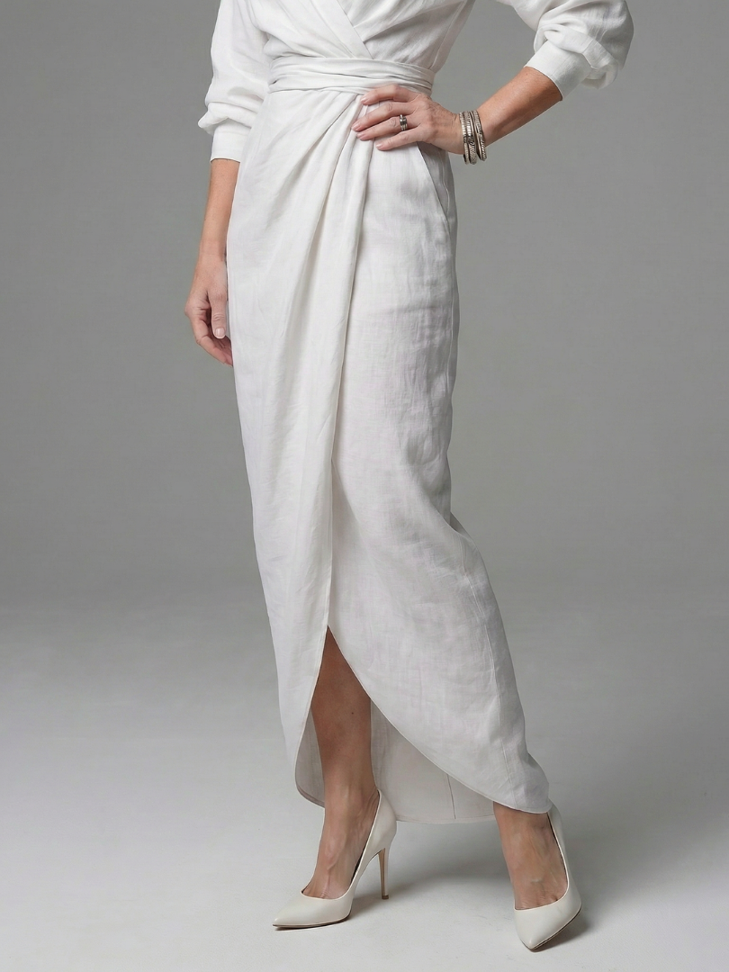 Women's Diagonal Drape Maxi Dress for Daywear Events