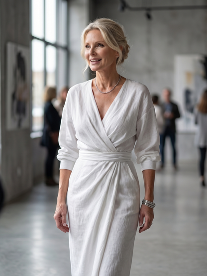 Women's Diagonal Drape Maxi Dress for Daywear Events