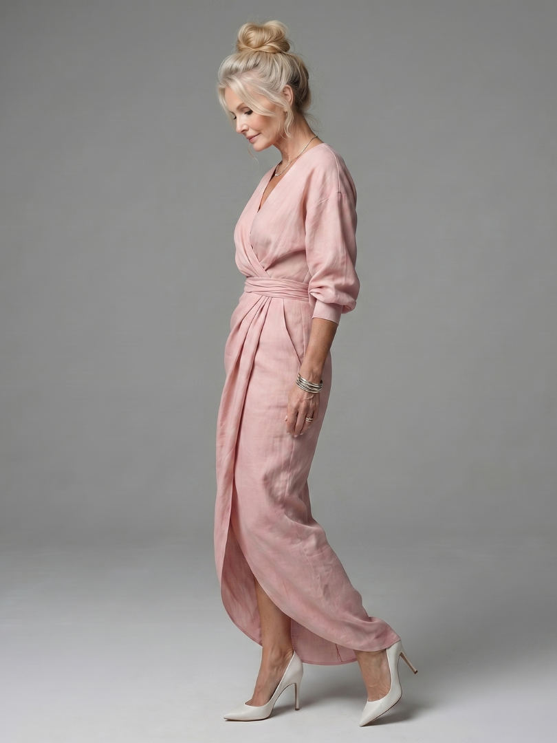 Women's Diagonal Drape Maxi Dress for Daywear Events