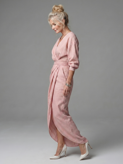 Women's Diagonal Drape Maxi Dress for Daywear Events