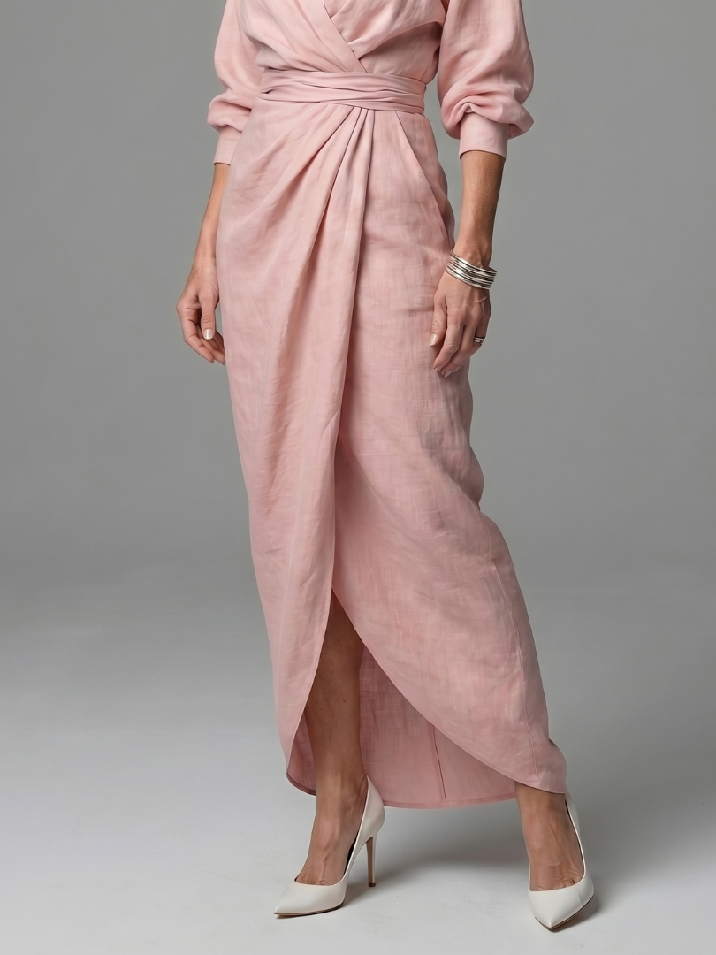 Women's Diagonal Drape Maxi Dress for Daywear Events