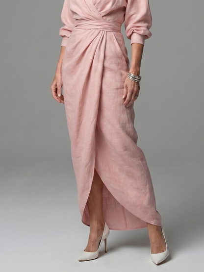 Women's Diagonal Drape Maxi Dress for Daywear Events