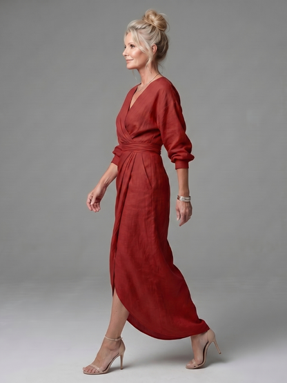 Women's Diagonal Drape Maxi Dress for Daywear Events
