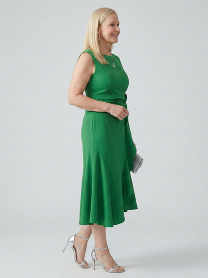 Women's Draped Midi Dress with Drape for wedding guest