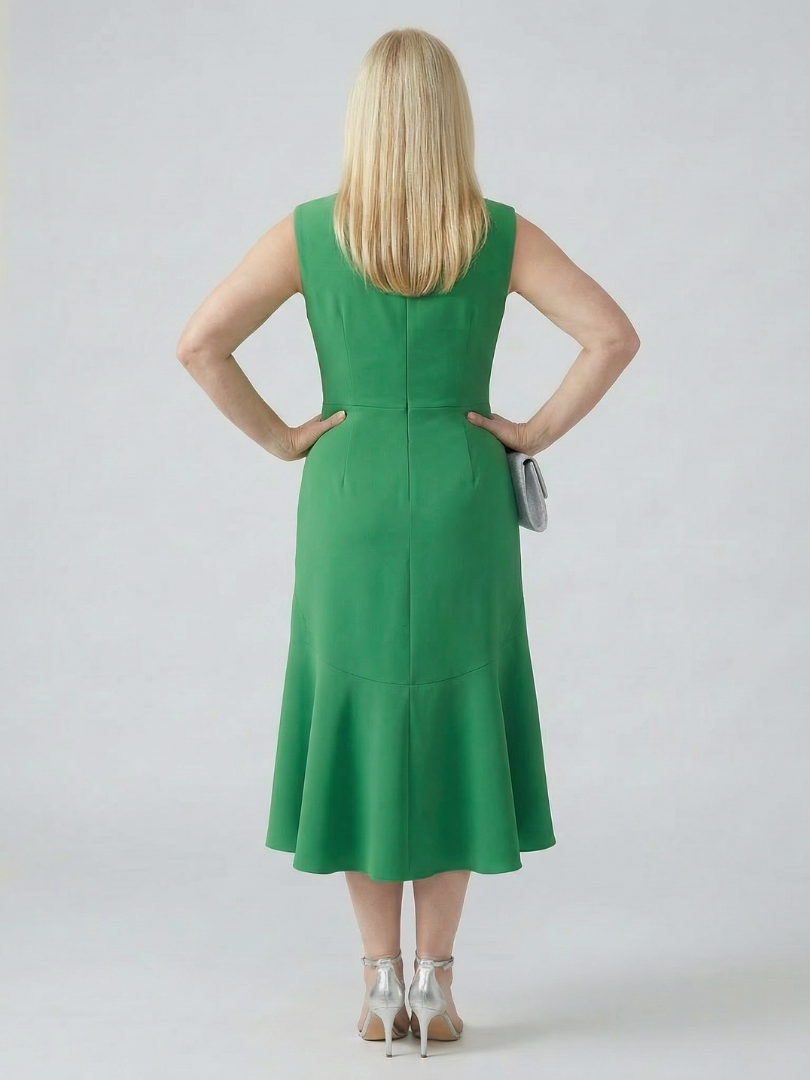Women's Draped Midi Dress with Drape for wedding guest