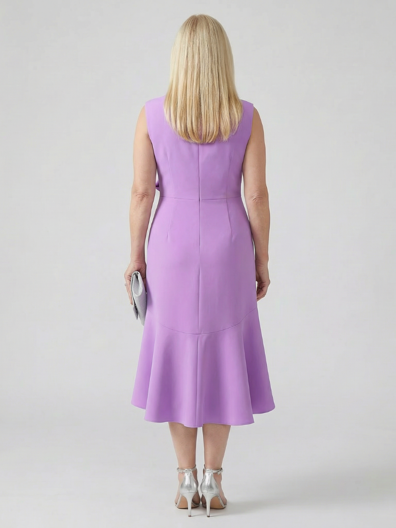 Women's Draped Midi Dress with Drape for wedding guest