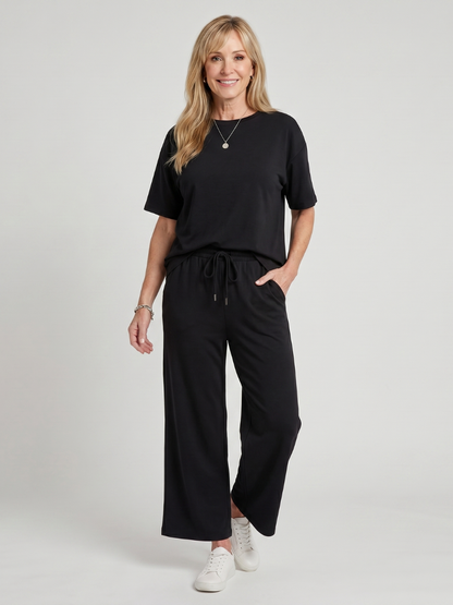 Women's Drawstring Pants Set with Sleeves for Everyday