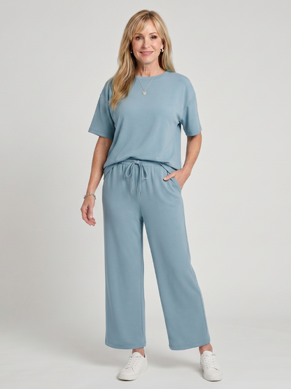 Women's Drawstring Pants Set with Sleeves for Everyday