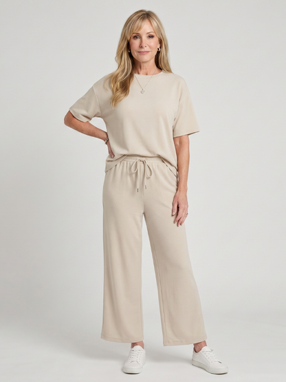 Women's Drawstring Pants Set with Sleeves for Everyday