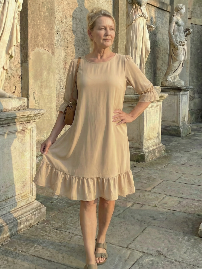 Women's Dress with Ruffle Cuffs for Casual Outings