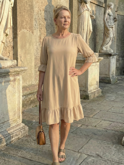 Women's Dress with Ruffle Cuffs for Casual Outings
