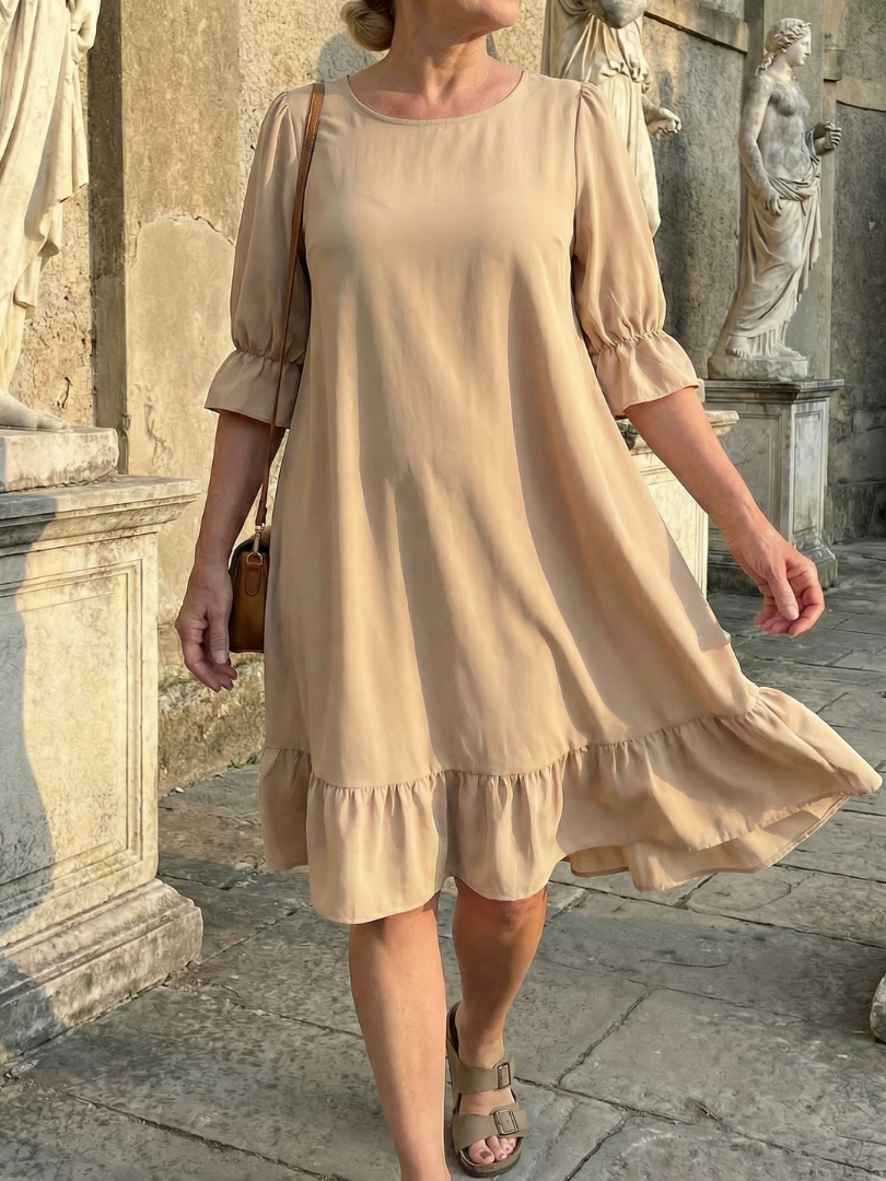 Women's Dress with Ruffle Cuffs for Casual Outings