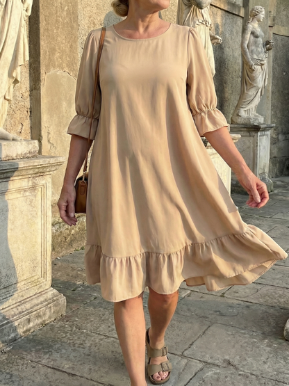 Women's Dress with Ruffle Cuffs for Casual Outings