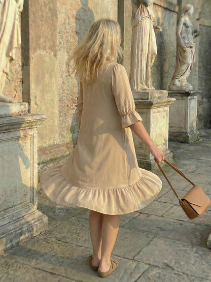 Women's Dress with Ruffle Cuffs for Casual Outings