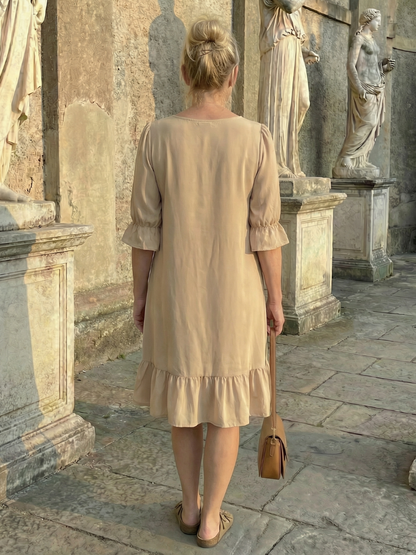 Women's Dress with Ruffle Cuffs for Casual Outings