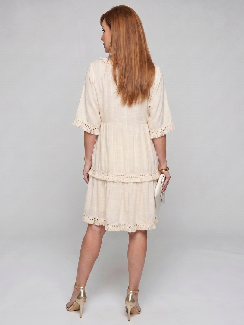 Women's Embroidered Mini Dress with V-Neck for Summer Days