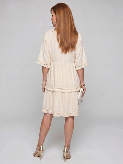 Women's Embroidered Mini Dress with V-Neck for Summer Days