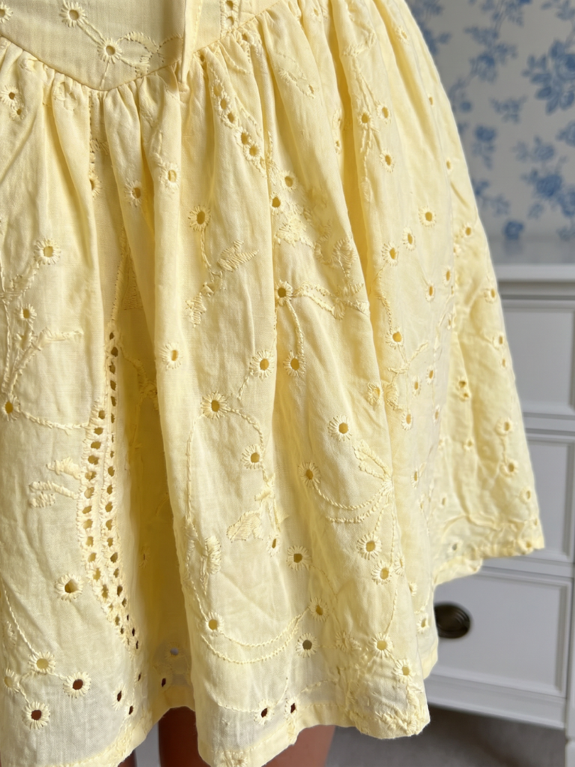 Women's Eyelet Mini Dress with Puff Sleeves for Summer