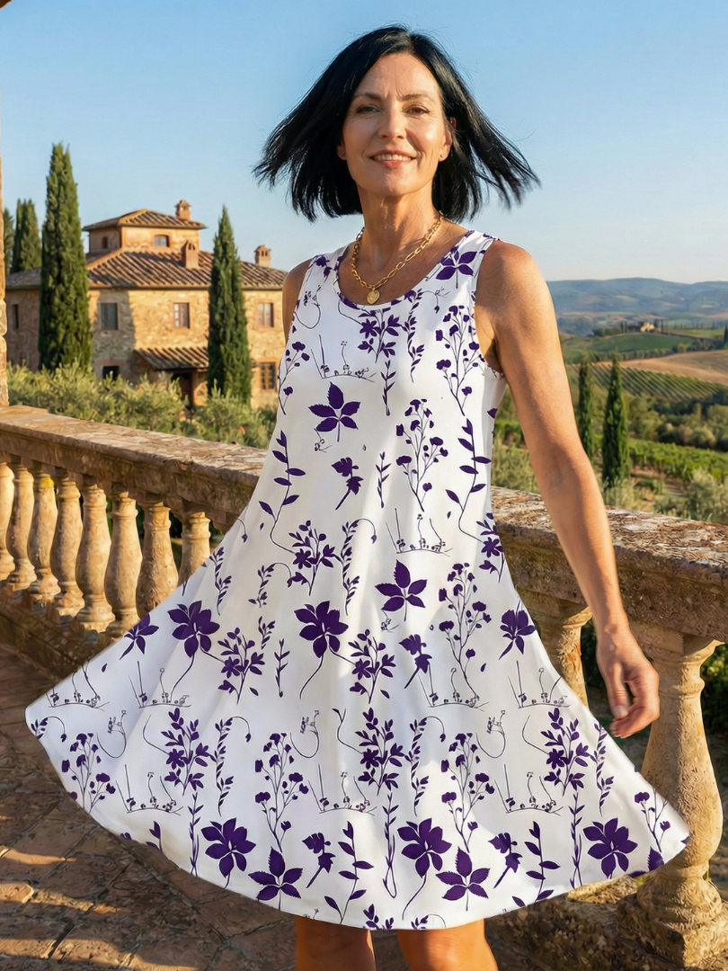 Women's Floral Garden Dress with Light Drape for Daywear