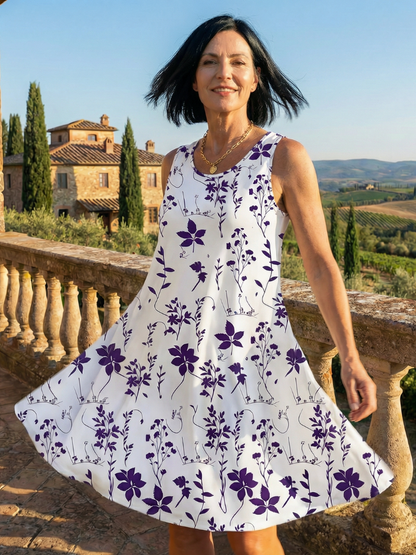 Women's Floral Garden Dress with Light Drape for Daywear