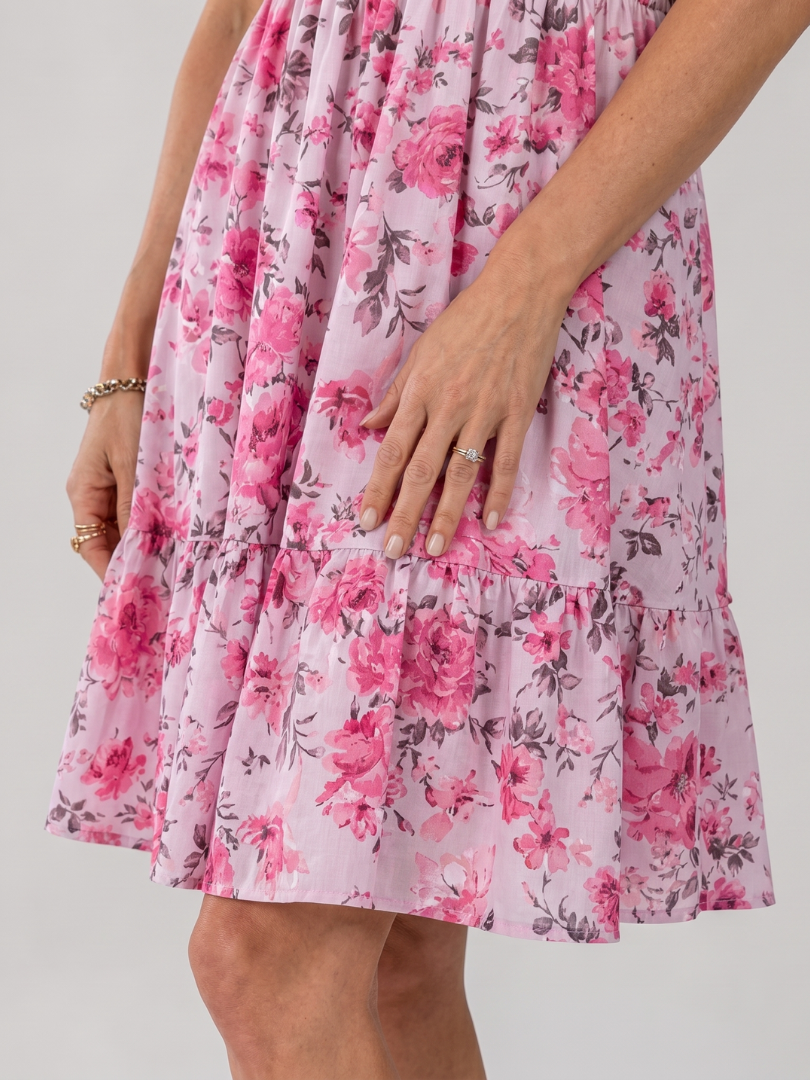 Women's Floral Knee-Length Dress with Spaghetti Straps