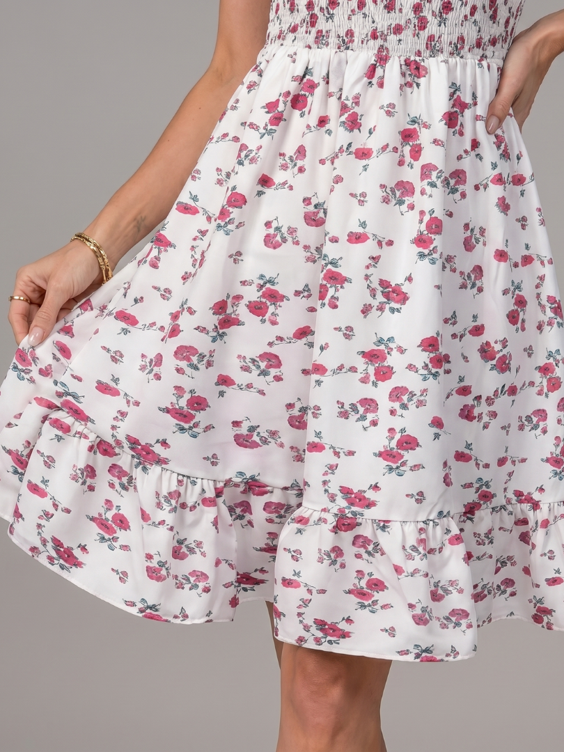 Women's Floral Knee-Length Dress with Spaghetti Straps