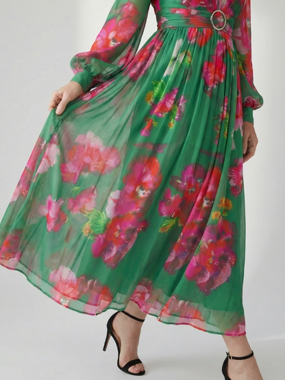 Women's Floral Midi Dress with Lightweight Flow for Daywear