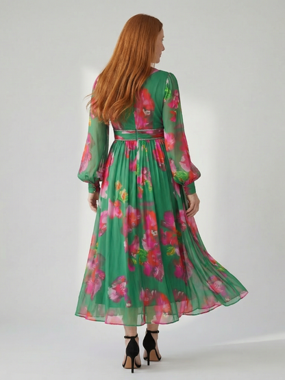 Women's Floral Midi Dress with Lightweight Flow for Daywear