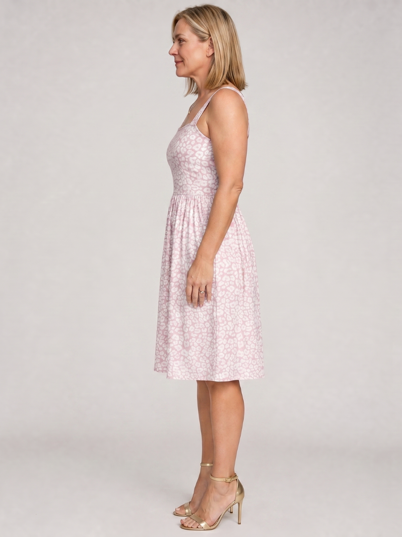 Women's Floral Print Knee-Length Dress with Square Neck