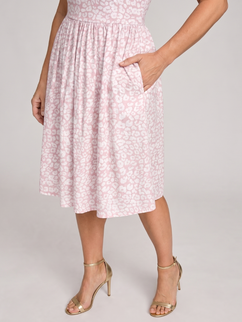 Women's Floral Print Knee-Length Dress with Square Neck